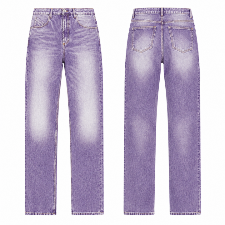 Purple and White High-Rise Straight-Leg Jeans