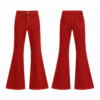 Red and Gold High-Rise Flared Jeans