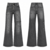 Black and White High-Rise Flare Jeans with Cargo Pocket