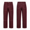 Burgundy and White Straight Leg Jeans with Contrast Stitching