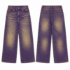 Gold and Purple Wide Straight-Leg Jeans with Fading
