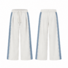 White and Blue High-Rise Flare Jeans with Cargo Pocket