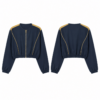 Navy and Gold Cropped Zip-Up Jacket