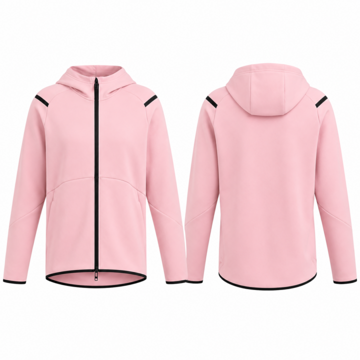 Pink and Black Full-Zip Hoodie
