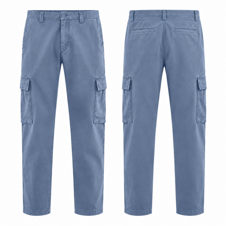 Blue and White Straight Leg Jeans
